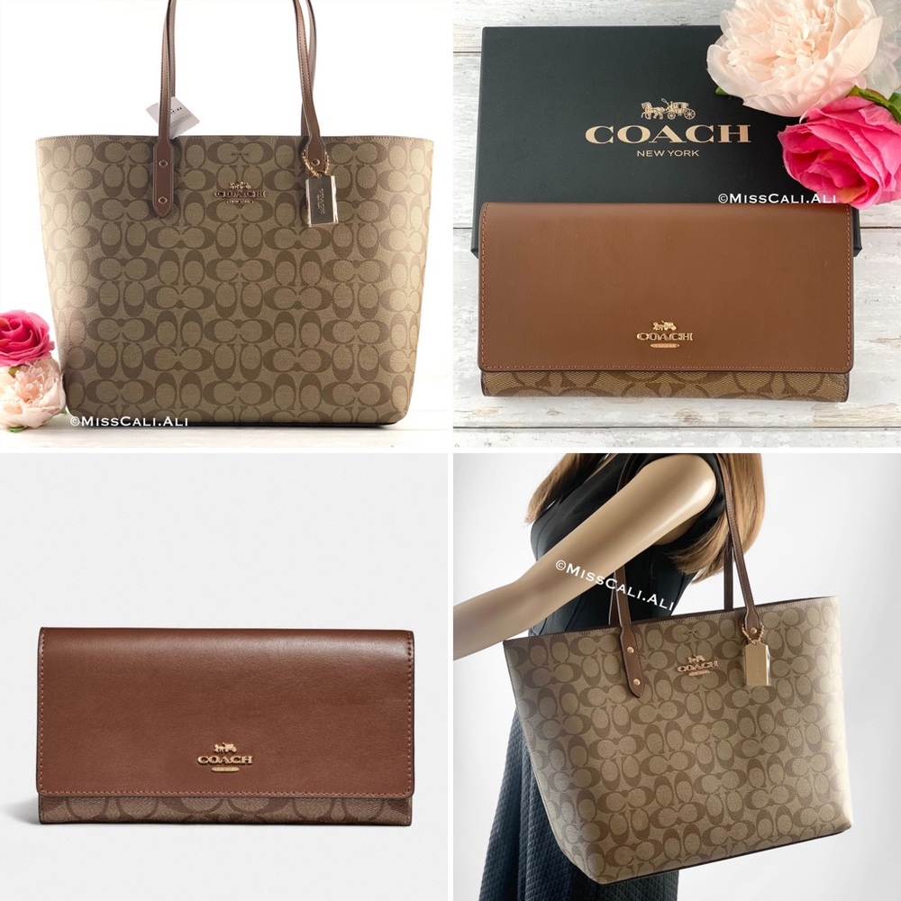 NWT COACH Corner Zip Wristlet Signature Canvas Bag Box - Picture 6 of 15